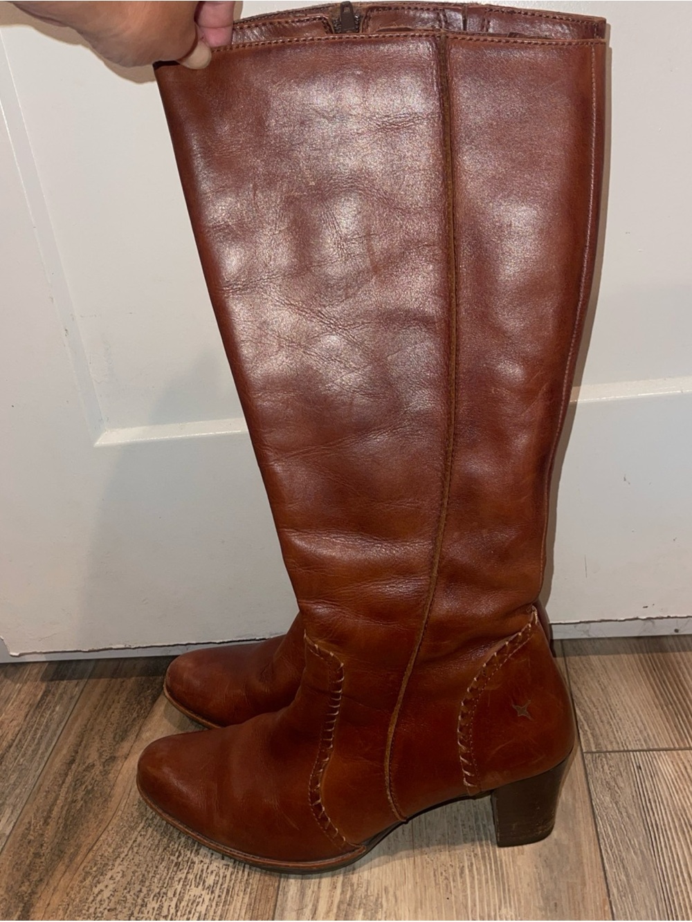 Pikolinos Women's Knee High Tall Cognac Brown Leather Zip Boots  EU 41 US 10.5-1